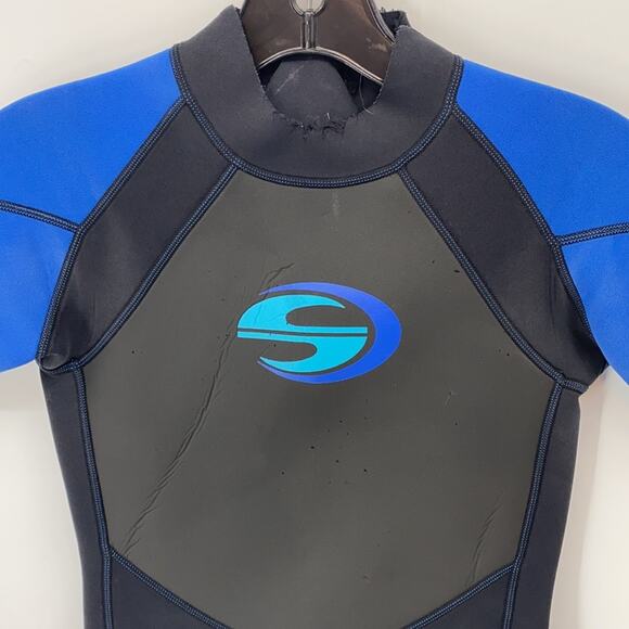 Deep See Boys Black & Blue Short Sleeve Wet Suit Size Large (10) - Picture 2 of 12